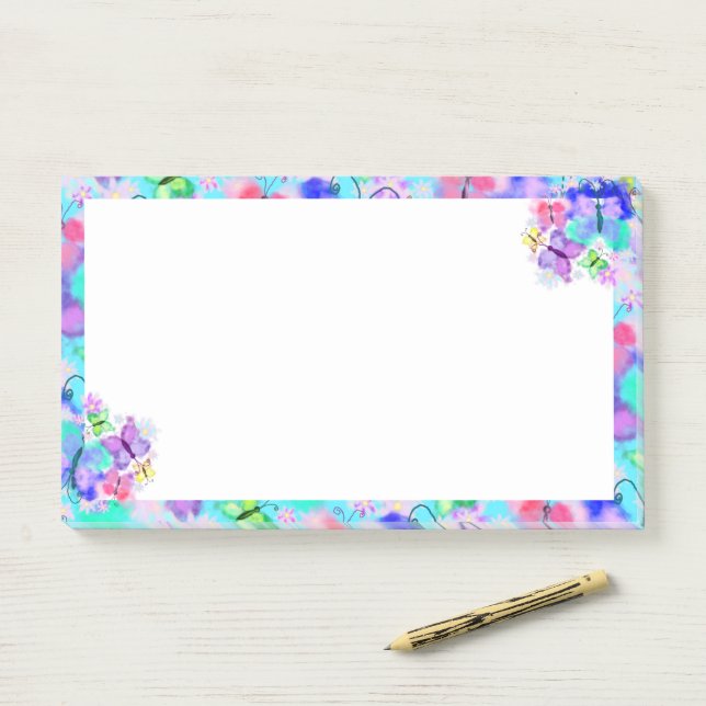 Butterfly Post es stellt fliegende Schmetterlinge  Post-it Klebezettel (Auf Schreibtisch)