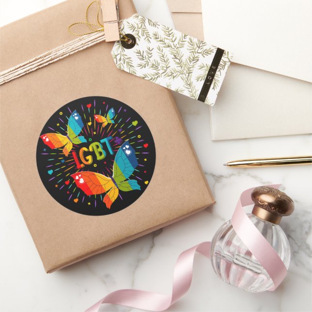Butterfly Pride Liebe ist Liebe LGBT Awareness Runder Aufkleber (Schenken)