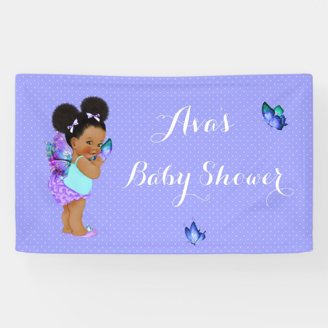Butterfly Princess Baby Girl Lila Lavender Banne Banner (Horizontal)
