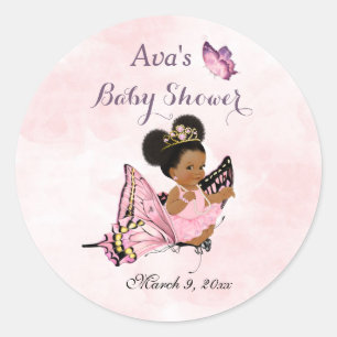 Butterfly Princess Baby Girl Pink Classic Round St Runder Aufkleber