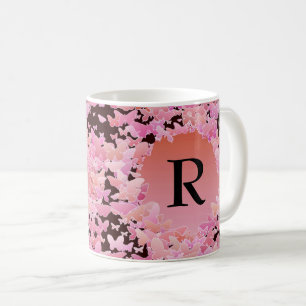 Butterfly Print mit Monogramm Kaffeetasse