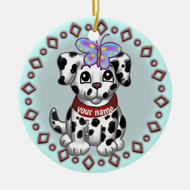 Butterfly Puppy Keramik Ornament (Vorne)