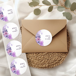 Butterfly Purple Wedding Monogram Sticker