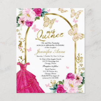 Butterfly Quince Bilingual Budget Einladungen