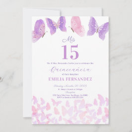 Butterfly Quinceanera 15th Birthday Invitationn Einladung