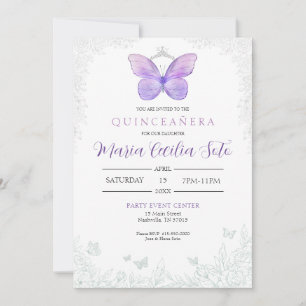 Butterfly Quinceañera Birthday Einladung