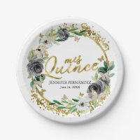 Butterfly Quinceanera Paper Teller Schwarze Flora