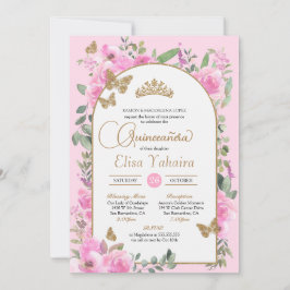 Butterfly Quinceanera Pink Wasserfarbe Einladung