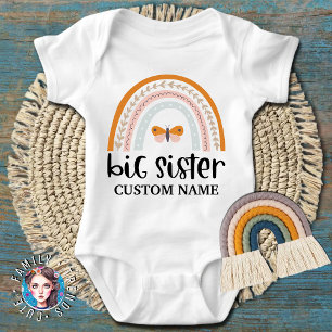 Butterfly Rainbow Big Sister Baby Strampler