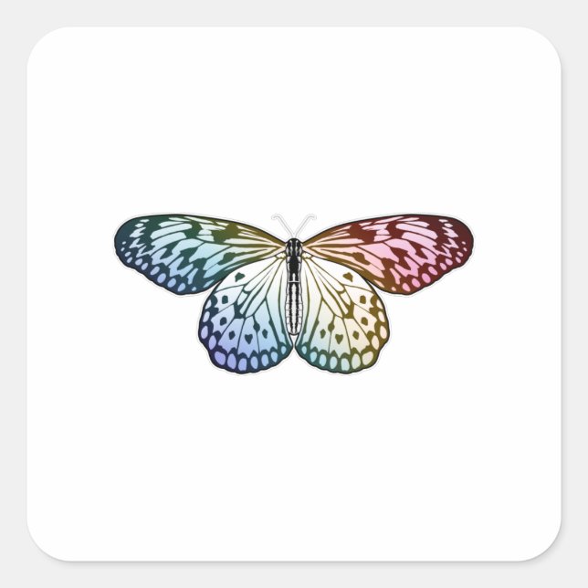 Butterfly Rainbow Quadratischer Aufkleber (Vorderseite)