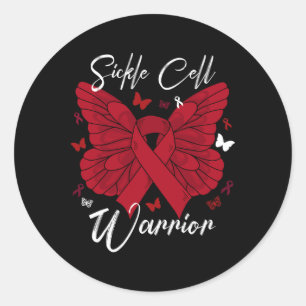 Butterfly Red Ribbon Geschenk für Sichelzellenware Runder Aufkleber