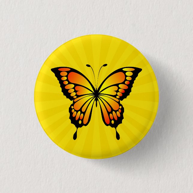 Butterfly Red Yellow Insect Illustration-20285 T-S Button (Vorderseite)