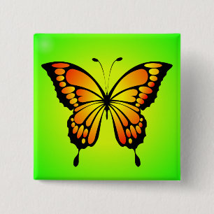 Butterfly Red Yellow Insect Illustration-20285 T-S Button