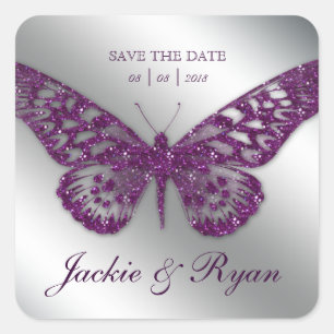 Butterfly Rett Date Wedding Stickers Lila Sparkl