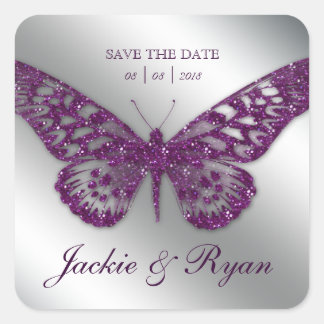 Butterfly Rett Date Wedding Stickers Lila Sparkl