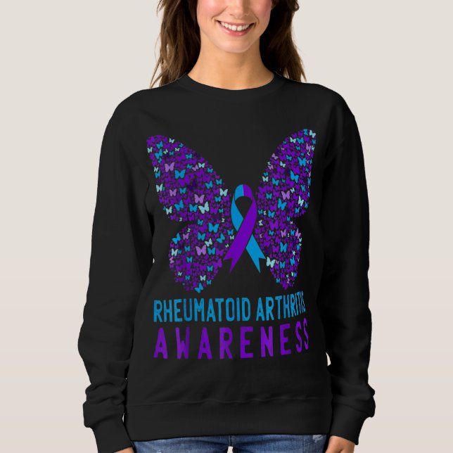 Butterfly Rheumatoide Arthritis Awareness RA Ribbo Sweatshirt (Vorderseite)