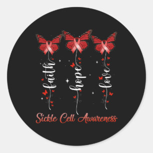 Butterfly Ribbon Faith Hope Liebe Sickle Cell Awar Runder Aufkleber