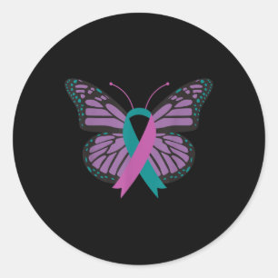 Butterfly Ribbon Suicide Awareness Mental Health W Runder Aufkleber