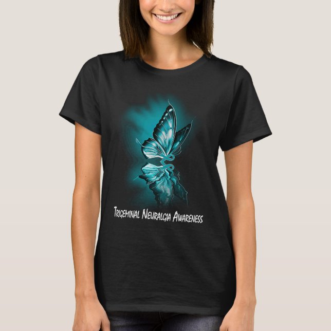 Butterfly Ribbon Trigeminal Neuralgia Awareness T-Shirt (Vorderseite)