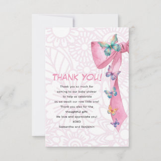 Butterfly-Rosa-Babydusche Dankeskarte