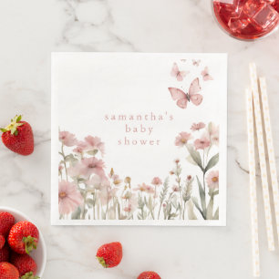 Butterfly Rosa Wildblumen Mädchen Dusche Serviette