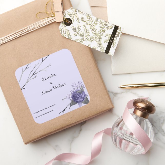 Butterfly-Rose Luxus-Seife-und-Kerzen-Etikett Quadratischer Aufkleber (Schenken)