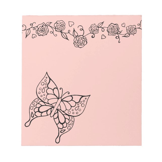 Butterfly-Rose Notepad Notizblock (Vorderseite)
