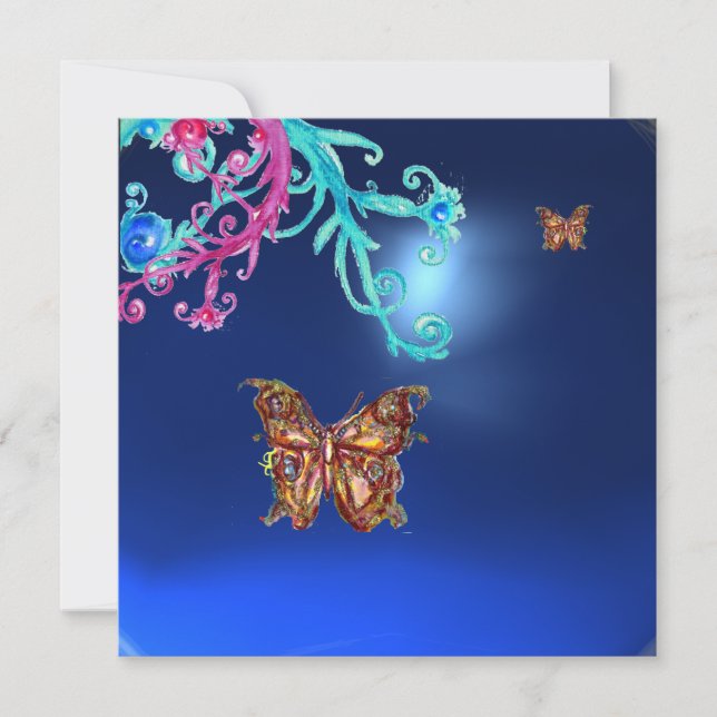 BUTTERFLY SAPPHIRE, blau hellrosa, lila rot Einladung (Vorderseite)
