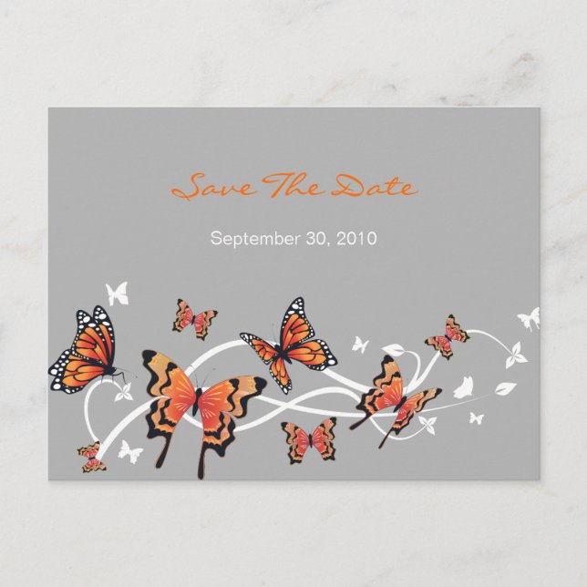 Butterfly Save the Date Hochzeitsankündigung Ankündigungspostkarte (Vorderseite)