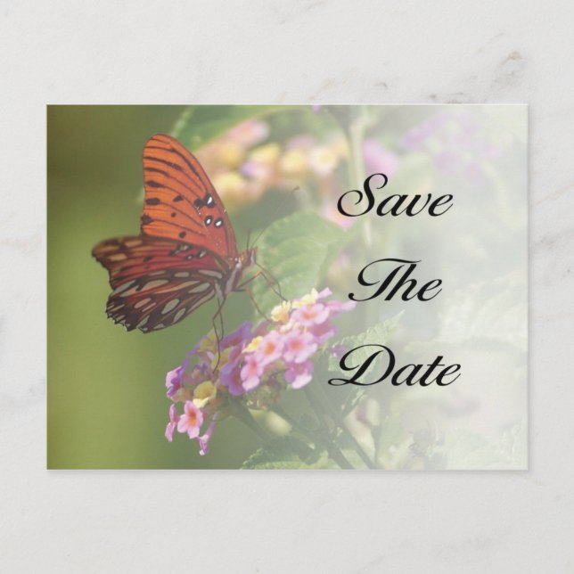 Butterfly Save the Date Postkarte (Vorderseite)