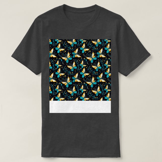 Butterfly Seamless Muster Boho Niedlich Frühlingsi T-Shirt (Design vorne)