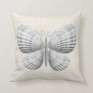 Butterfly Seashells White Warm Neutral Hütte Kissen
