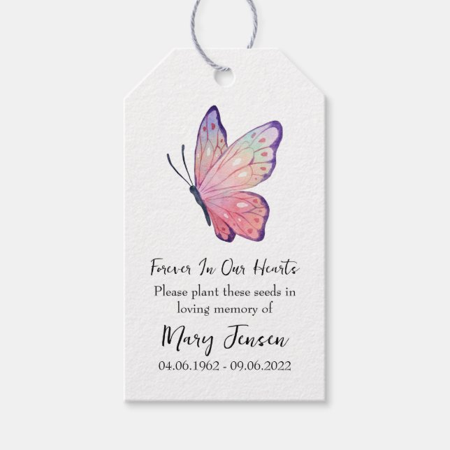 Butterfly Seed Packet Gedenkfeier Geschenkanhänger (Vorderseite)