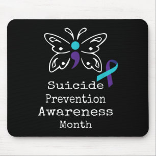 Butterfly Semicolon Geschenk Suizid Prävention Awa Mousepad