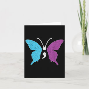 Butterfly Semicolon Lila & amp; Aquamarin Suicide  Karte