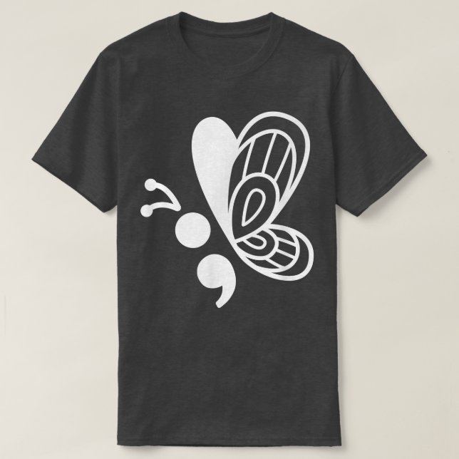 Butterfly Semicolon Mental Health Awareness 625 T-Shirt (Design vorne)