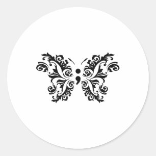 Butterfly Semicolon Suicide Awareness Prevention T Runder Aufkleber