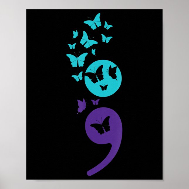 Butterfly Semicolon Suicide Bewusstsein Mentale Ge Poster (Vorne)