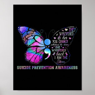 Butterfly Semicolon Suizidprävention Bewusstsein Poster
