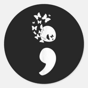 Butterfly Semicolon You Mental Health Awareness Runder Aufkleber