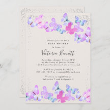 Butterfly Skies Pink Silver Confetti Babydusche