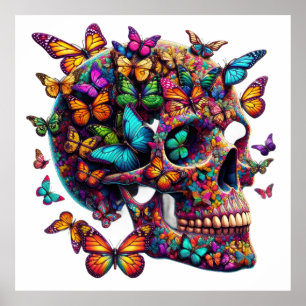 Butterfly Skull Garden Poster