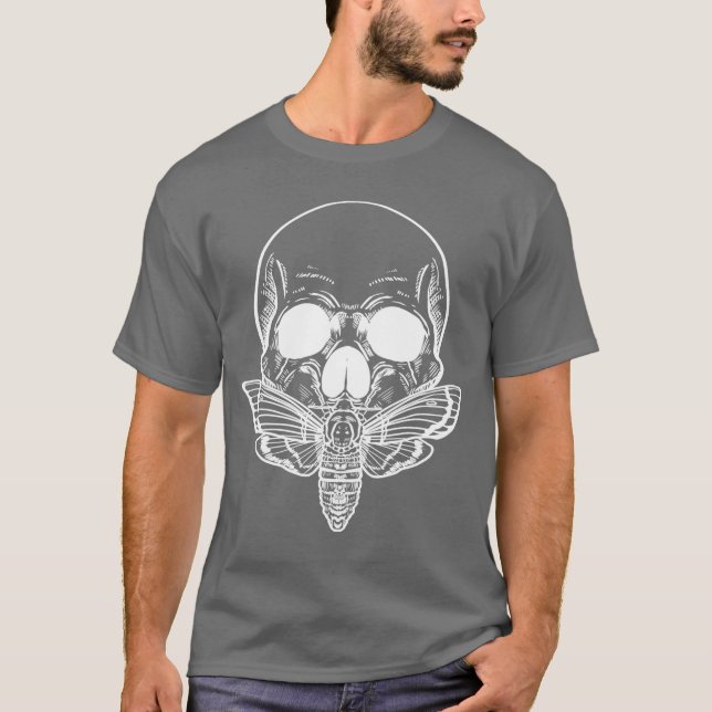 Butterfly Skull Gothic Moth Punk Rock Skeleton Hor T-Shirt (Vorderseite)