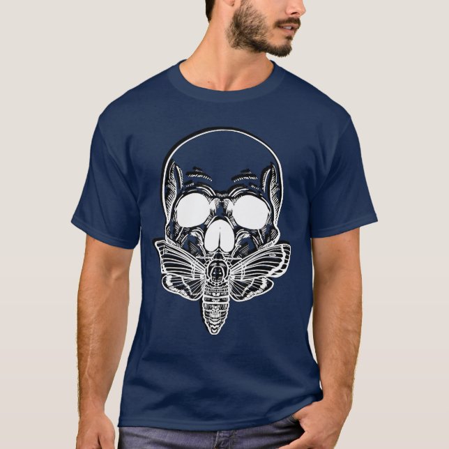 Butterfly Skull Moth Skeleton Goth Punk Rock Horro T-Shirt (Vorderseite)