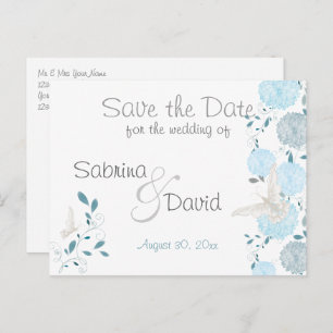 Butterfly Sky Blue Chrysanthema Save the Date Ankündigungspostkarte