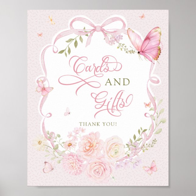 Butterfly Soft Pink Floral Cards and Gifts Poster (Vorne)