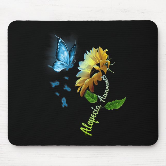 Butterfly Sonnenblume Alopezie Bewusstsein 1 Mousepad (Vorne)