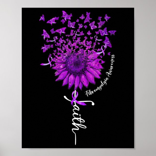 Butterfly Sonnenblume Fibromyalgie Bewusstsein 1 Poster (Vorne)