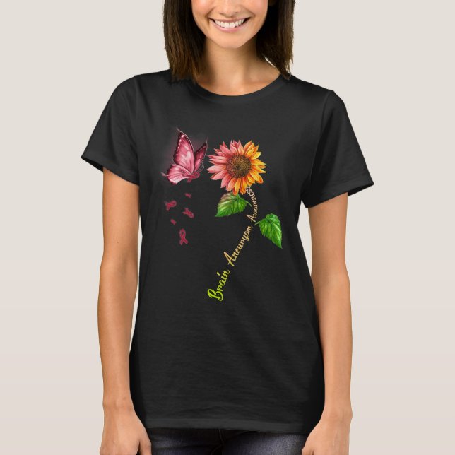Butterfly Sonnenblume Gehirn Aneurysm Bewusstsein T-Shirt (Vorderseite)