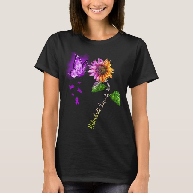Butterfly Sonnenblume Hidradenitis Suppurativa Awa T-Shirt (Vorderseite)